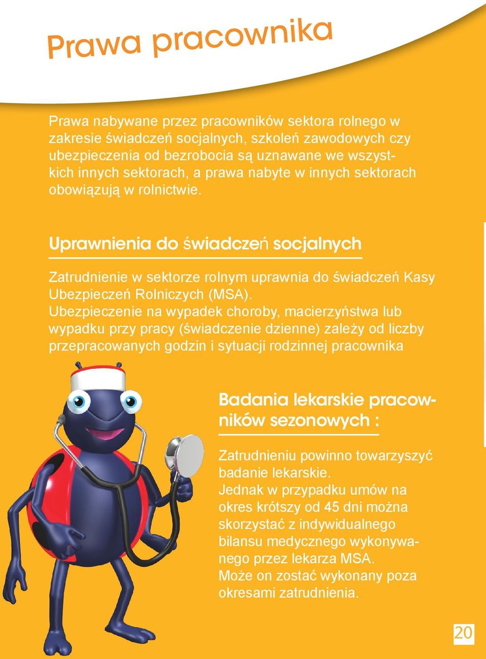 Ubezpieczenie na wypadek choroby, macierzyństwa lub wypadku przy pracy (świadczenie dzienne) zależy od liczby przepracowanych godzin i sytuacji rodzinnej pracownika Badania lekarskie pracowników