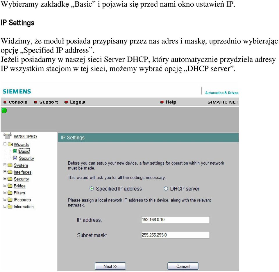 opcj Specified IP address.