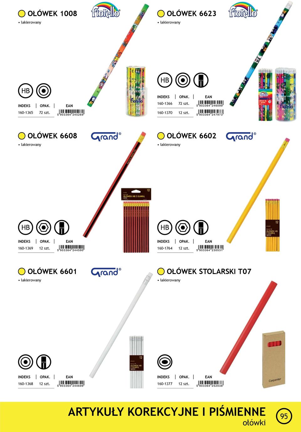 ołówek 6608 lakierowany ołówek 6602 lakierowany HB HB 160-1369 12 szt.