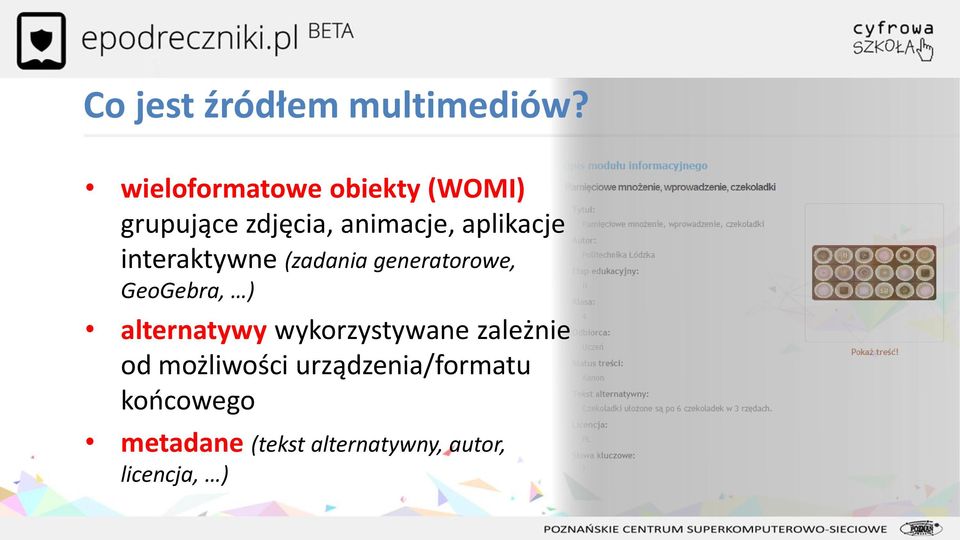 interaktywne (zadania generatorowe, GeoGebra, ) alternatywy