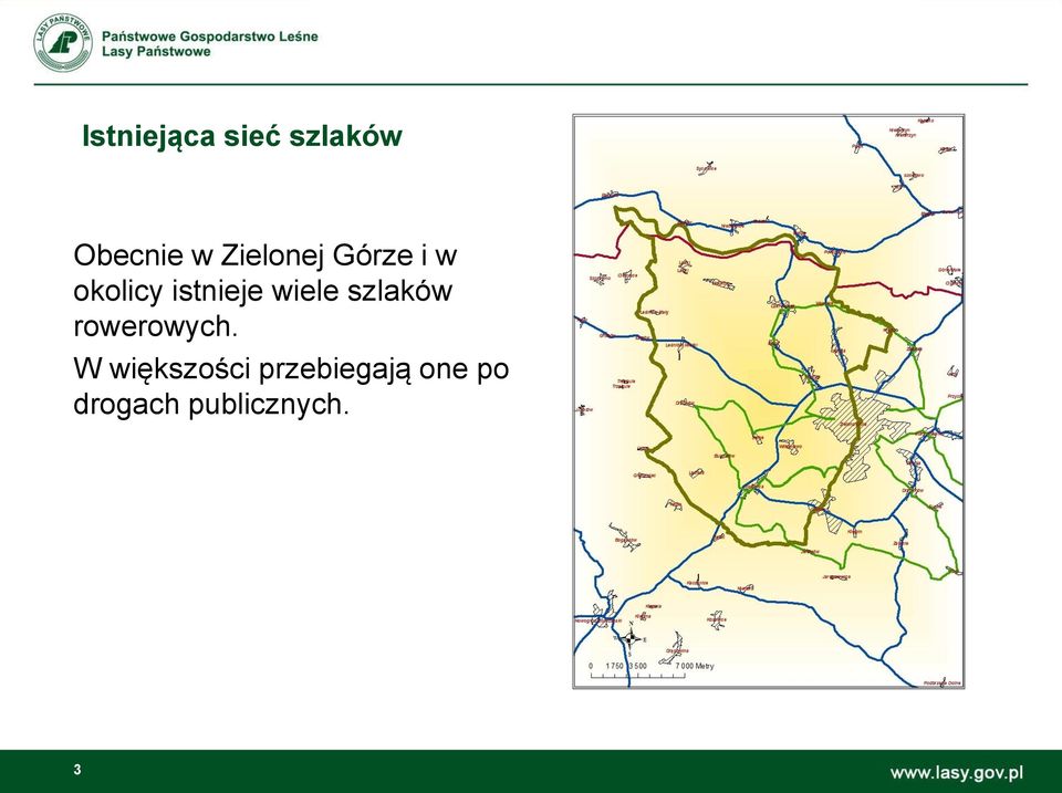 wiele szlaków rowerowych.