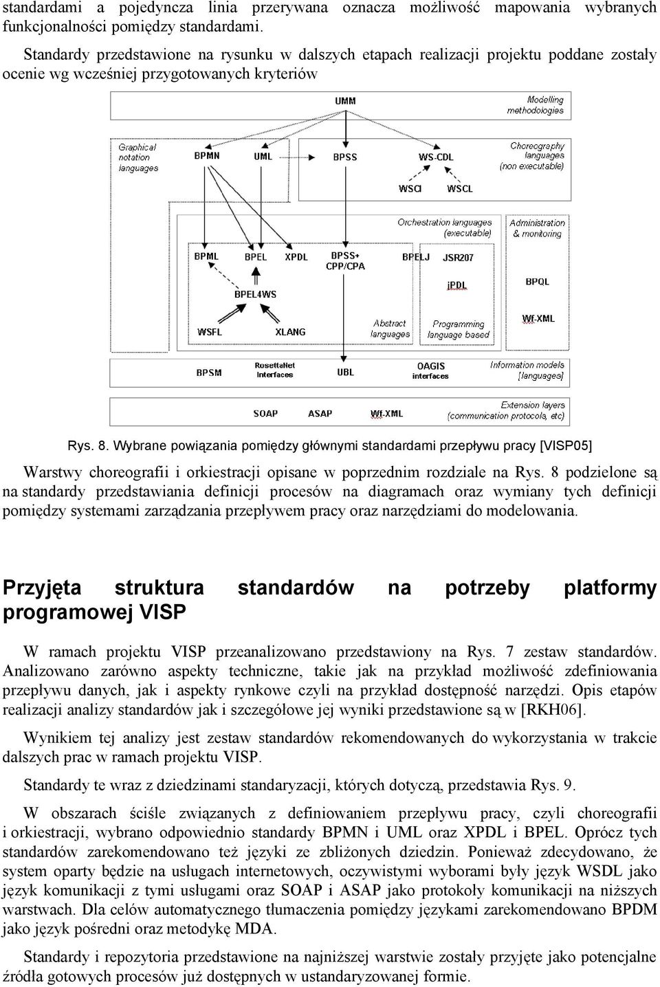 Wybrane powiązania pomiędzy głównymi standardami przepływu pracy [VISP05] Warstwy choreografii i orkiestracji opisane w poprzednim rozdziale na Rys.