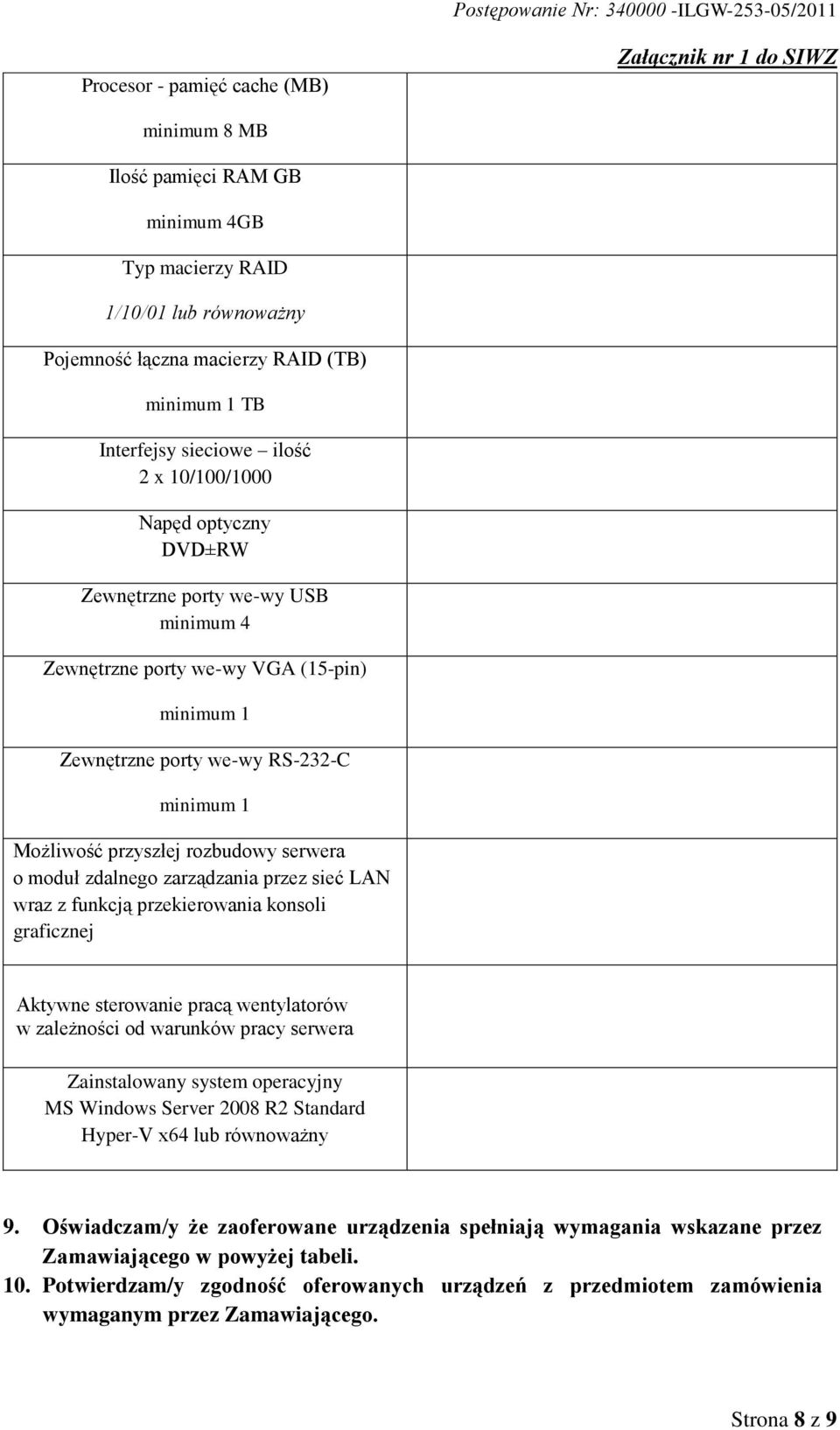 moduł zdalnego zarządzania przez sieć LAN wraz z funkcją przekierowania konsoli graficznej Aktywne sterowanie pracą wentylatorów w zależności od warunków pracy serwera Zainstalowany system operacyjny