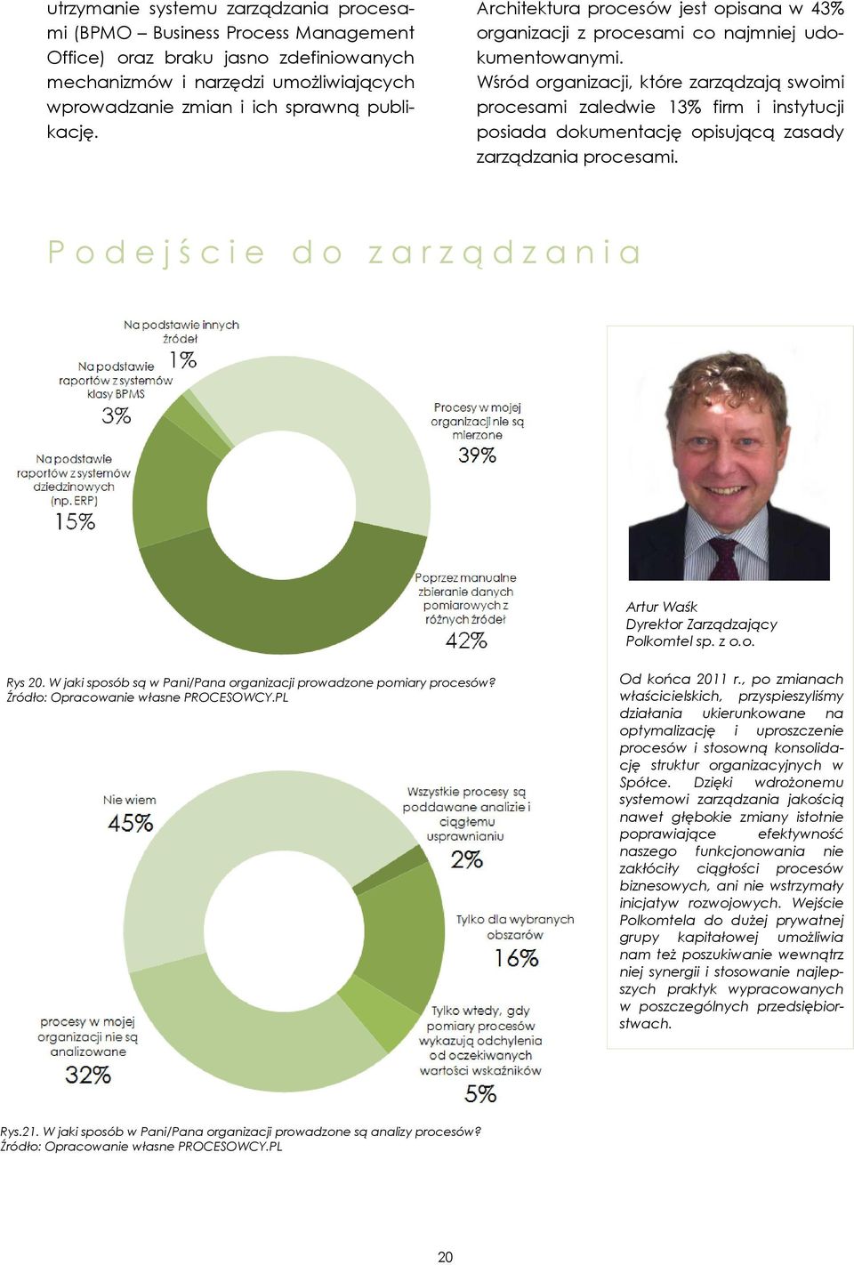 Wśród organizacji, które zarządzają swoimi procesami zaledwie 13% firm i instytucji posiada dokumentację opisującą zasady zarządzania procesami.