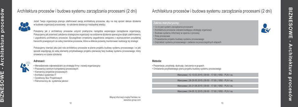 Pokazujemy jak przenieść założenia strategiczne organizacji na codzienne działania operacyjne dzięki zdefiniowaniu i uzgodnieniu architektury procesów.