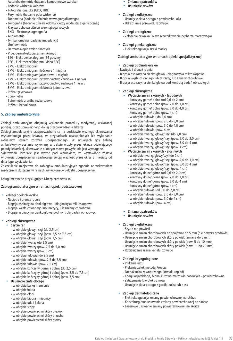 Uroflowmetria - Dermatoskopia zmian skórnych - Videodermatoskopia zmian skórnych - EEG - Elektroencefalogram (24 godziny) - EEG - Elektroencefalogram (video EEG) - EMG - Elektromiogram - EMG -