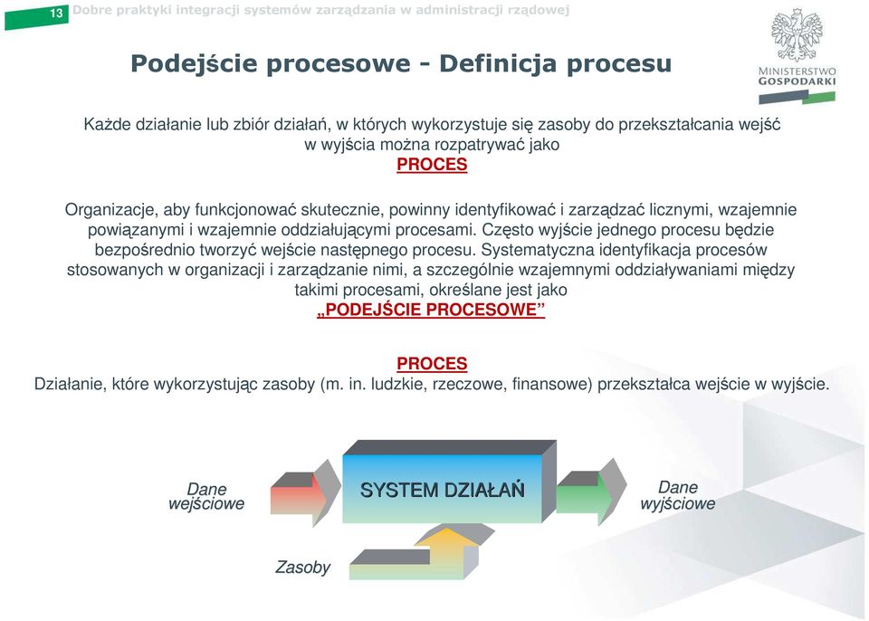 Często wyjście jednego procesu będzie bezpośrednio tworzyć wejście następnego procesu.