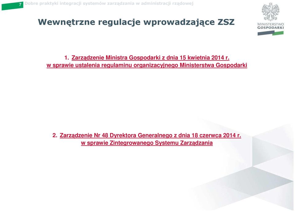 w sprawie ustalenia regulaminu organizacyjnego Ministerstwa Gospodarki