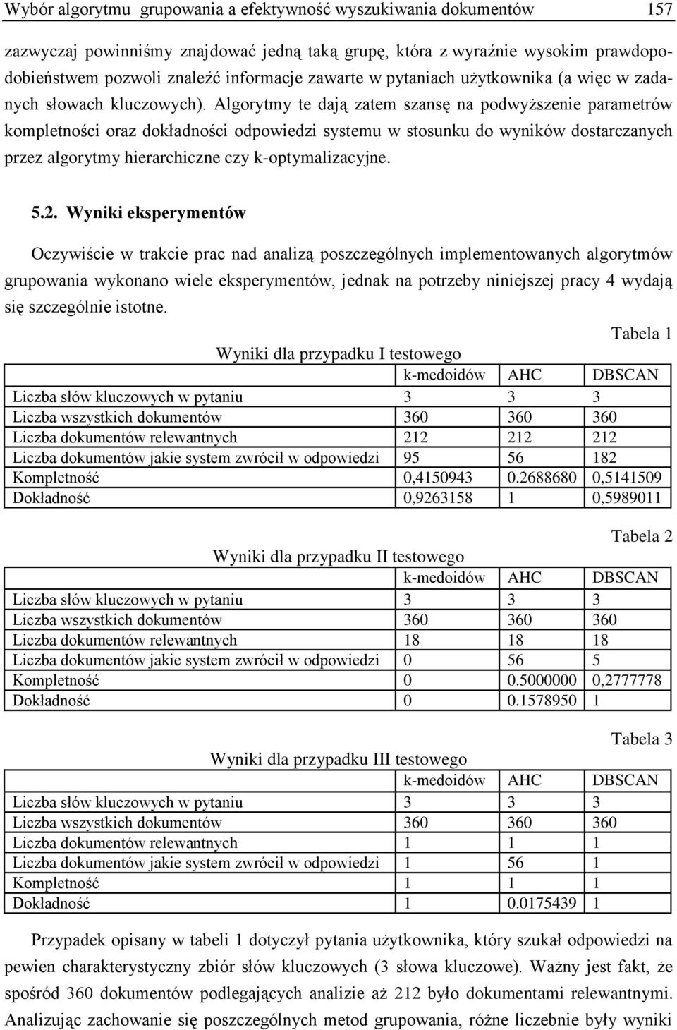 Algorytmy te dają zatem szansę na podwyższenie parametrów kompletności oraz dokładności odpowiedzi systemu w stosunku do wyników dostarczanych przez algorytmy hierarchiczne czy k-optymalizacyjne. 5.2.