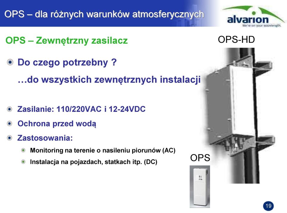 do wszystkich zewnętrznych instalacji Zasilanie: 110/220VAC i 12-24VDC