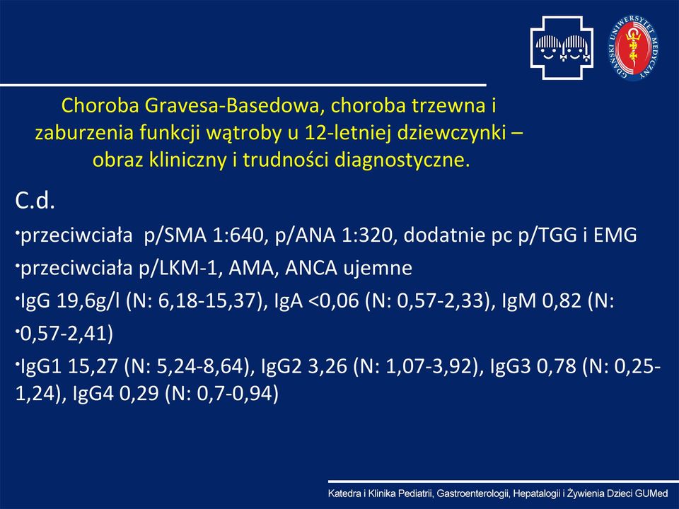 <0,06 (N: 0,57-2,33), IgM 0,82 (N: 0,57-2,41) IgG1 15,27 (N: