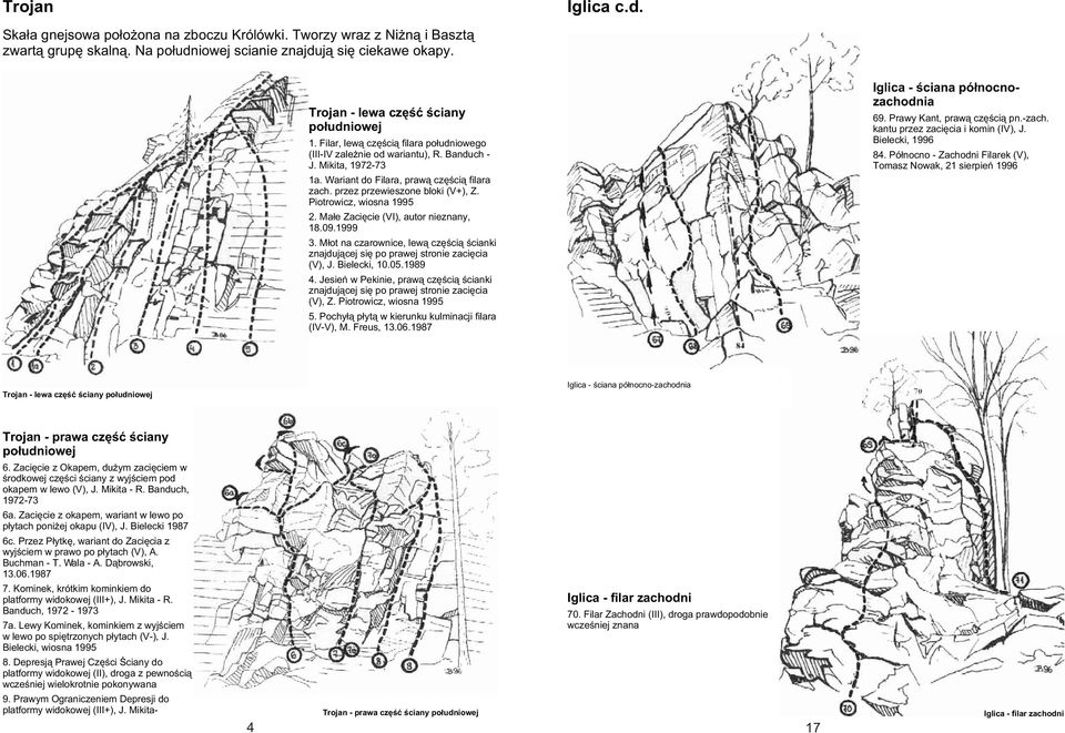 przez przewieszone bloki (V+), Z. Piotrowicz, wiosna 1995 2. Ma³e Zaciêcie (VI), autor nieznany, 18.09.1999 3.