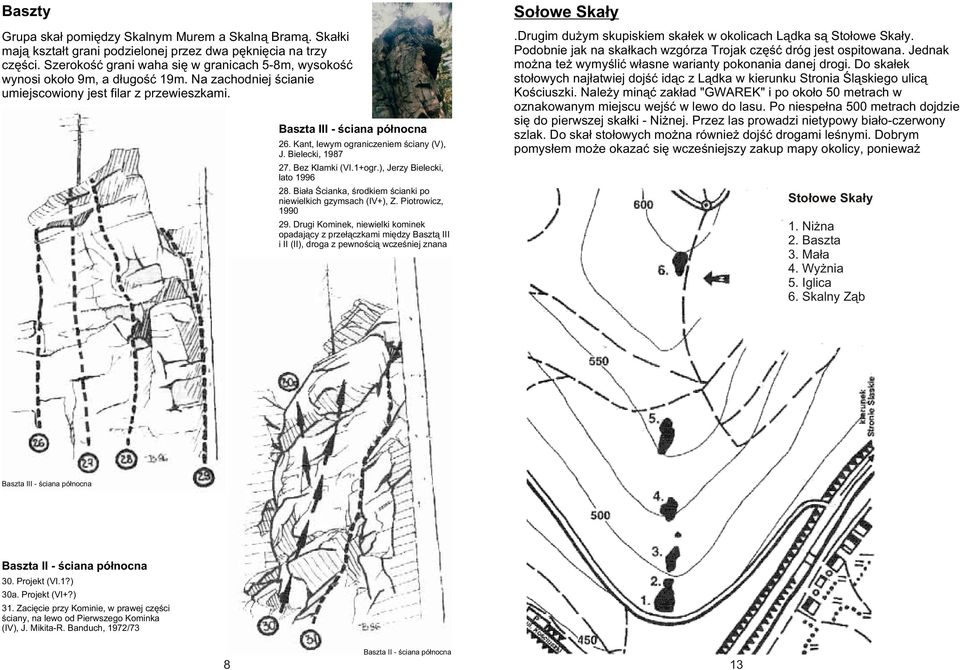Kant, lewym ograniczeniem œciany (V), J. Bielecki, 1987 27. Bez Klamki (VI.1+ogr.), Jerzy Bielecki, lato 1996 28. Bia³a Œcianka, œrodkiem œcianki po niewielkich gzymsach (IV+), Z. Piotrowicz, 1990 29.