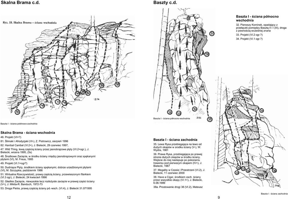 Piotrowicz, sierpieñ 1996 82. Hanibal Canibal (VI.2+), J. Bielecki, 29 czerwiec 1997, 47. Wild Thing, lew¹ czêœci¹ œciany przez jasnobr¹zowe p³yty (VI.2+ogr.), J. Bielecki, wiosna 1995, (5s) 48.