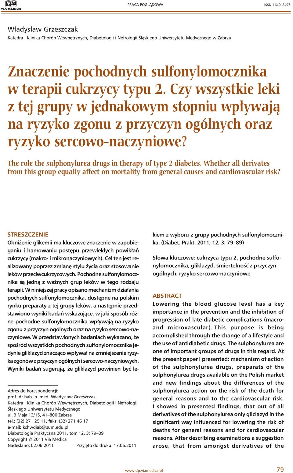 The role the sulphonylurea drugs in therapy of type 2 diabetes. Whether all derivates from this group equally affect on mortality from general causes and cardiovascular risk?