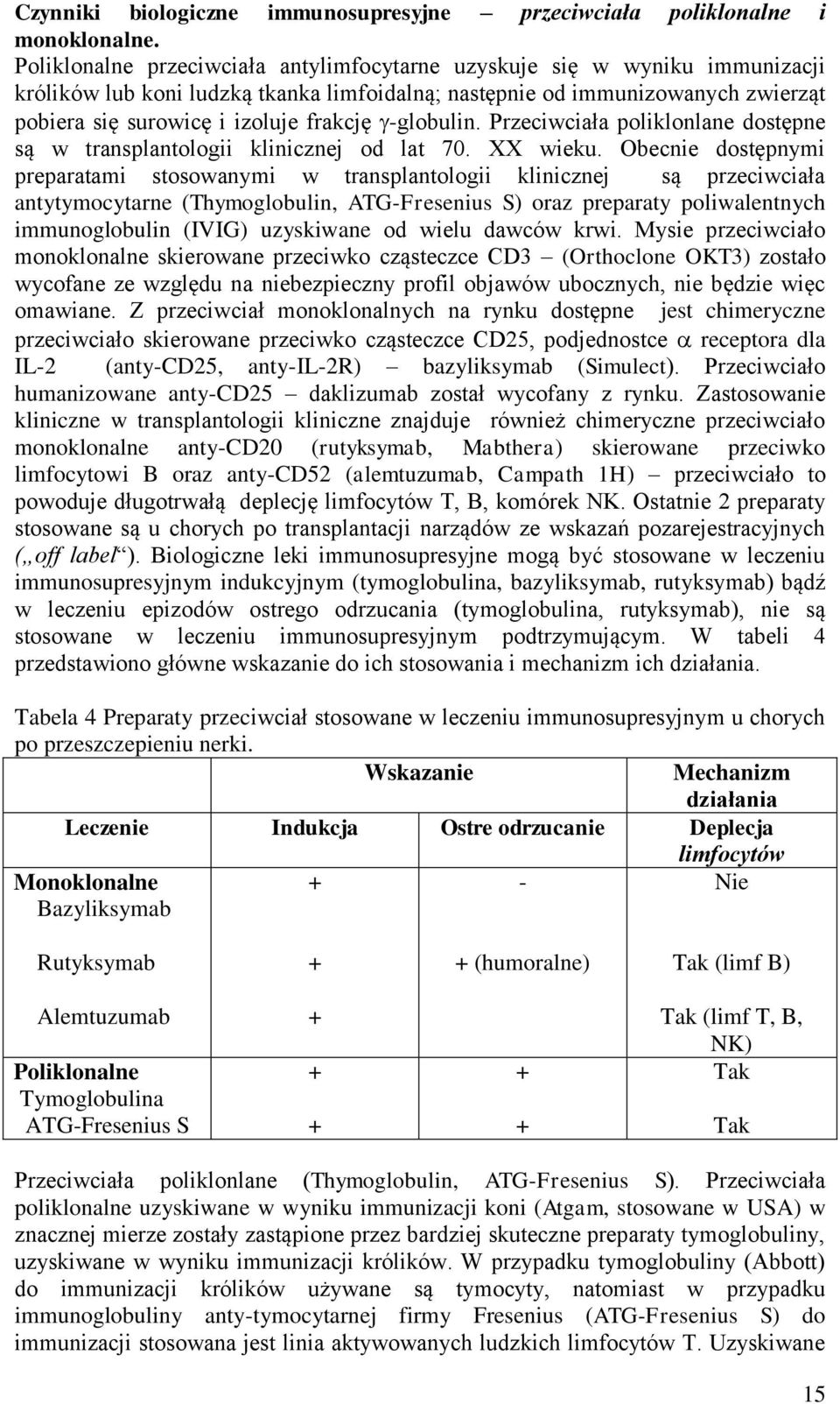 -globulin. Przeciwciała poliklonlane dostępne są w transplantologii klinicznej od lat 70. XX wieku.