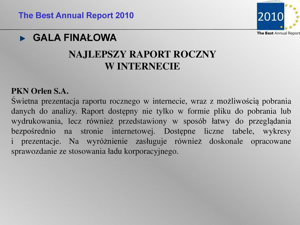 przeglądania bezpośrednio na stronie internetowej. Dostępne liczne tabele, wykresy i prezentacje.