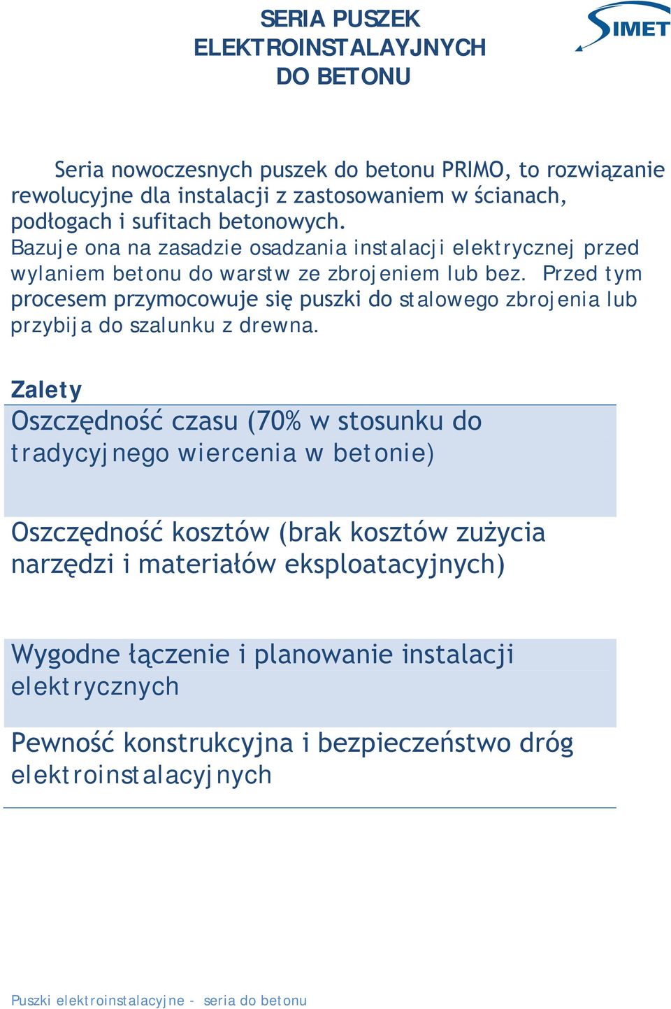 Przed tym procesem przymocowuje się puszki do stalowego zbrojenia lub przybija do szalunku z drewna.