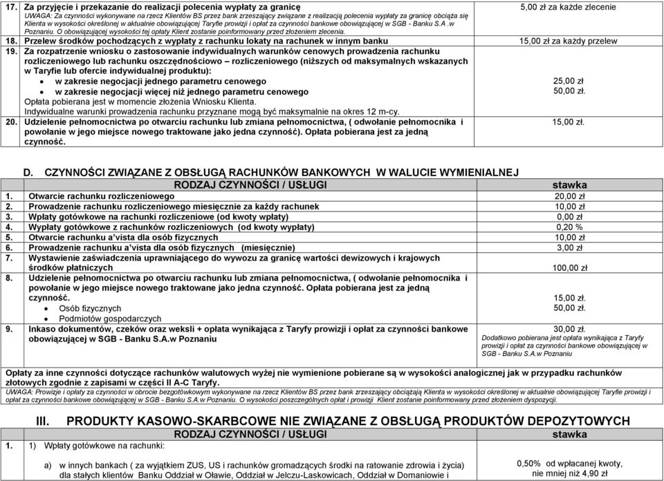 O obowiązującej wysokości tej opłaty Klient zostanie poinformowany przed złożeniem zlecenia. 5,00 zł za każde zlecenie 18.