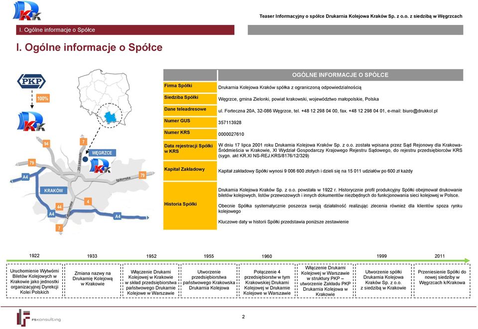 powiat krakowski, województwo małopolskie, Polska ul. Forteczna 20A, 32-086 Węgrzce, tel. +48 12 298 04 00, fax. +48 12 298 04 01, e-mail: biuro@drukkol.