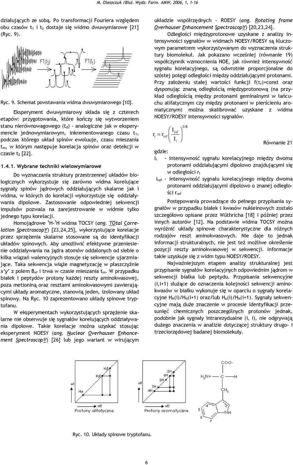 czasu t, podczas którego układ spinów ewoluuje, czasu mieszania t m, w którym następuje korelacja spinów oraz detekcji w czasie t 2 [22]..4.