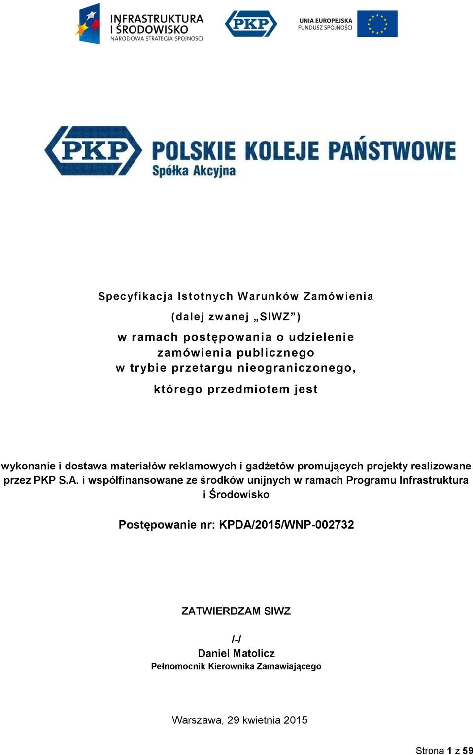 realizowane przez PKP S.A.