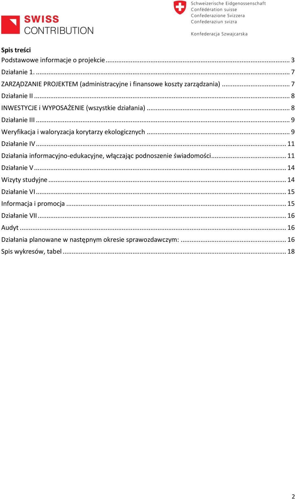 .. 9 Działanie IV... 11 Działania informacyjno-edukacyjne, włączając podnoszenie świadomości... 11 Działanie V... 14 Wizyty studyjne.