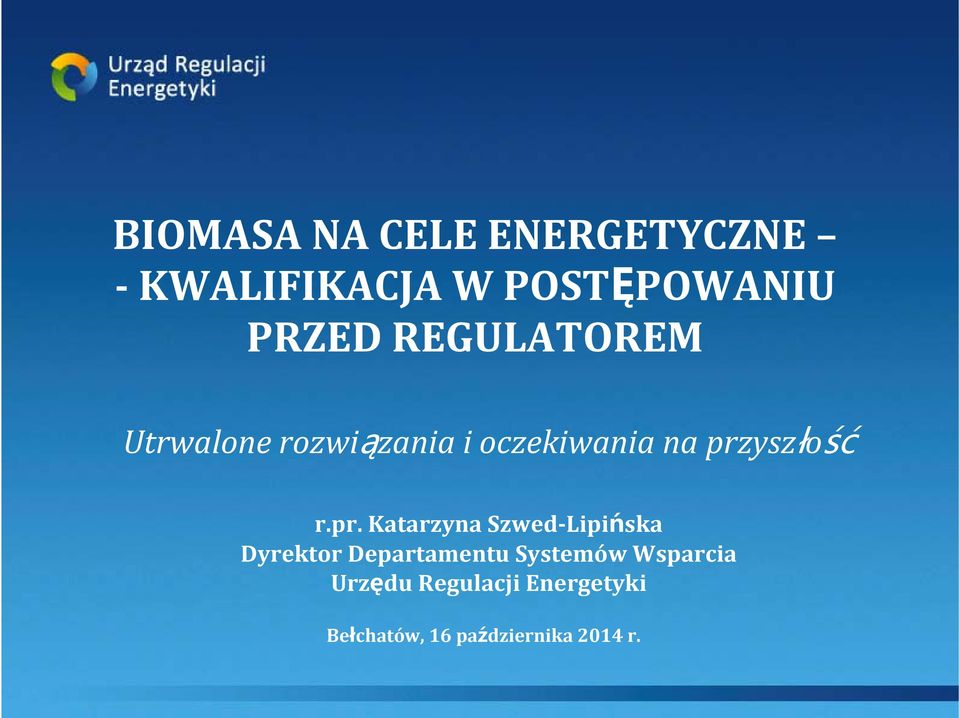 pr. Katarzyna Szwed Lipińska Dyrektor Departamentu Systemów