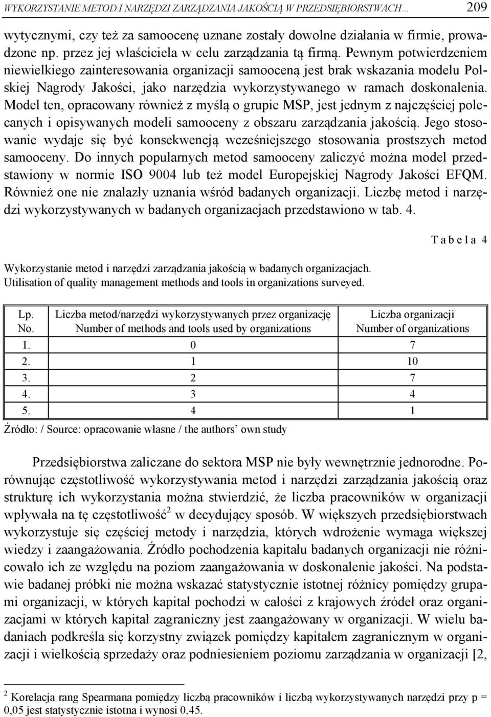 Pewnym potwierdzeniem niewielkiego zainteresowania organizacji samooceną jest brak wskazania modelu Polskiej Nagrody Jakości, jako narzędzia wykorzystywanego w ramach doskonalenia.