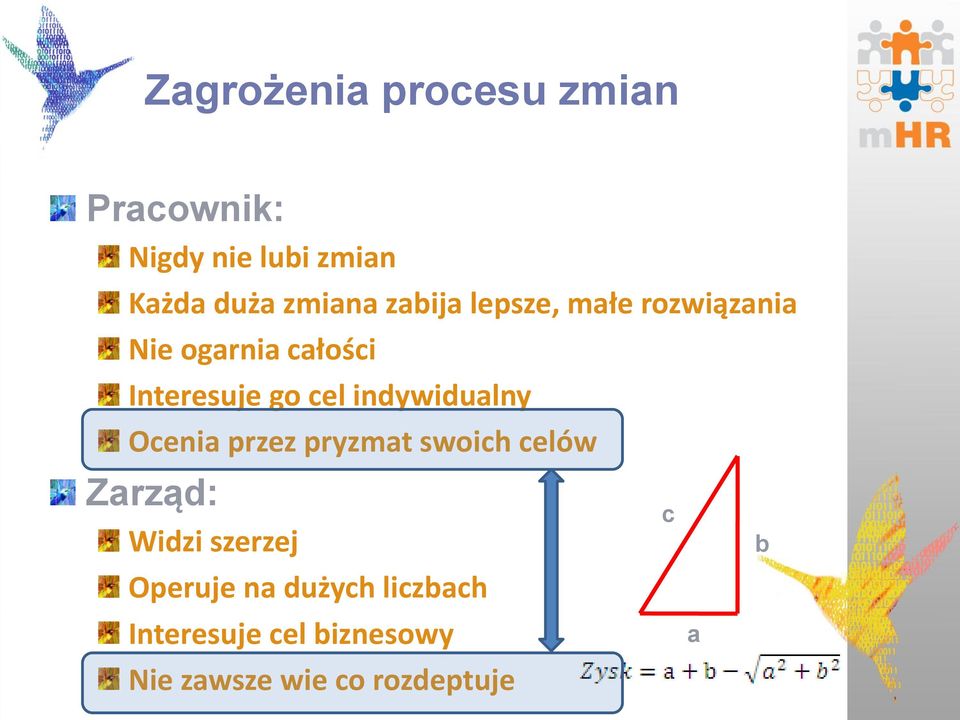 indywidualny Ocenia przez pryzmat swoich celów Zarząd: Widzi szerzej