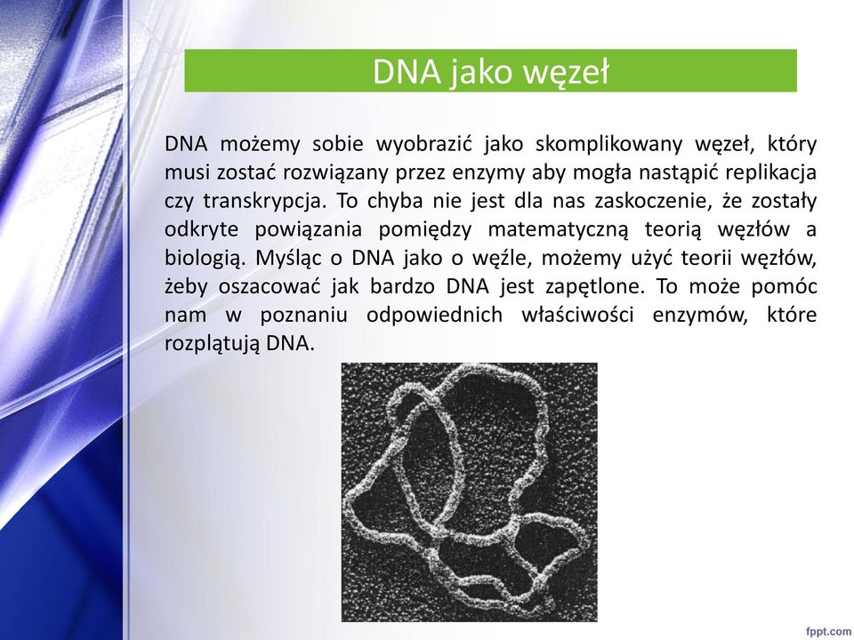 To chyba nie jest dla nas zaskoczenie, że zostały odkryte powiązania pomiędzy matematyczną teorią węzłów a