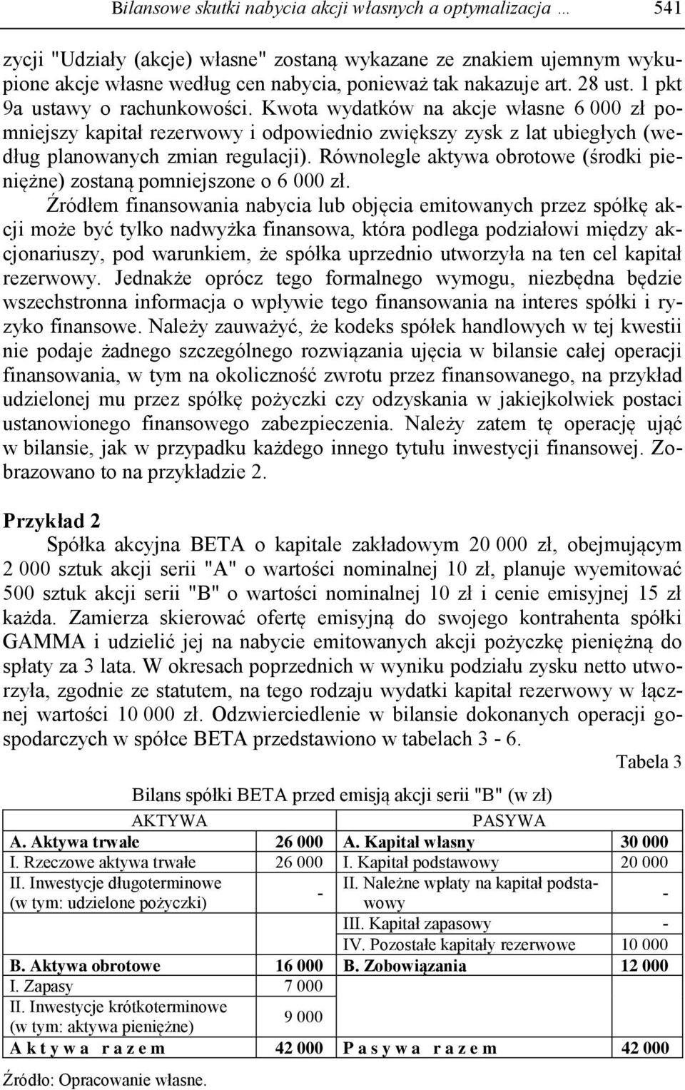 Równolegle aktywa obrotowe (środki pieniężne) zostaną pomniejszone o 6 000 zł.