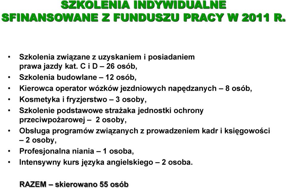 osoby, Szkolenie podstawowe strażaka jednostki ochrony przeciwpożarowej 2 osoby, Obsługa programów związanych z prowadzeniem