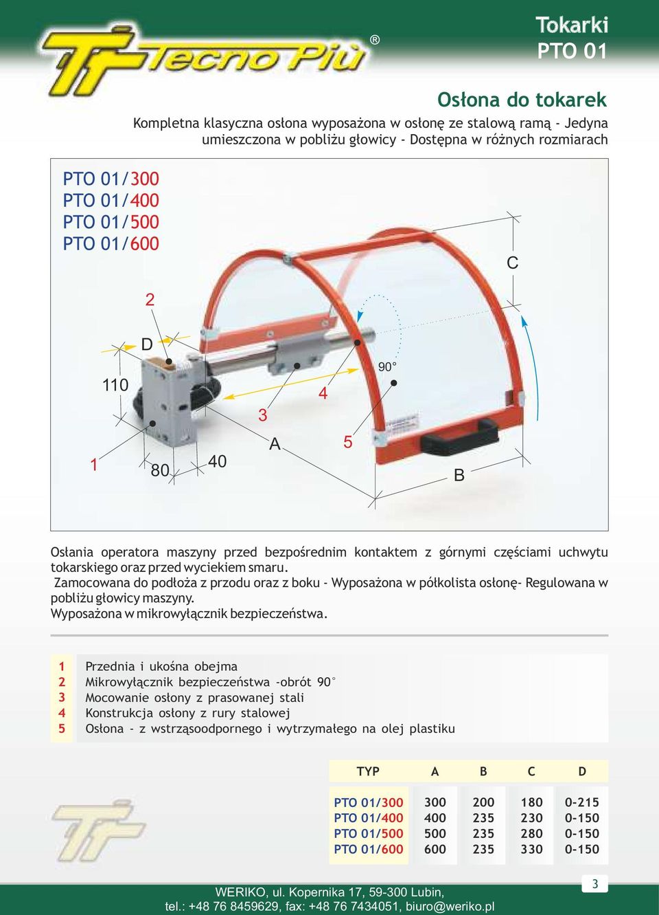 Zamocowana do podłoża z przodu oraz z boku - Wyposażona w półkolista osłonę- Regulowana w pobliżu głowicy maszyny. Wyposażona w mikrowyłącznik bezpieczeństwa.