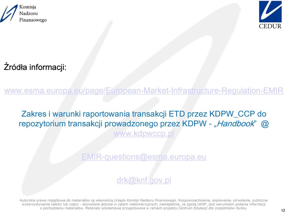 warunki raportowania transakcji ETD przez KDPW_CCP do repozytorium