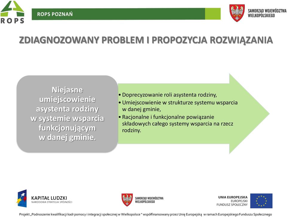 Doprecyzowanie roli asystenta rodziny, Umiejscowienie w strukturze systemu wsparcia w danej gminie, Racjonalne i