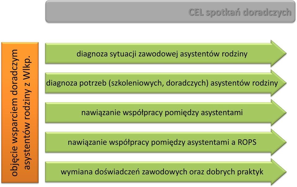 potrzeb (szkoleniowych, doradczych) asystentów rodziny nawiązanie współpracy