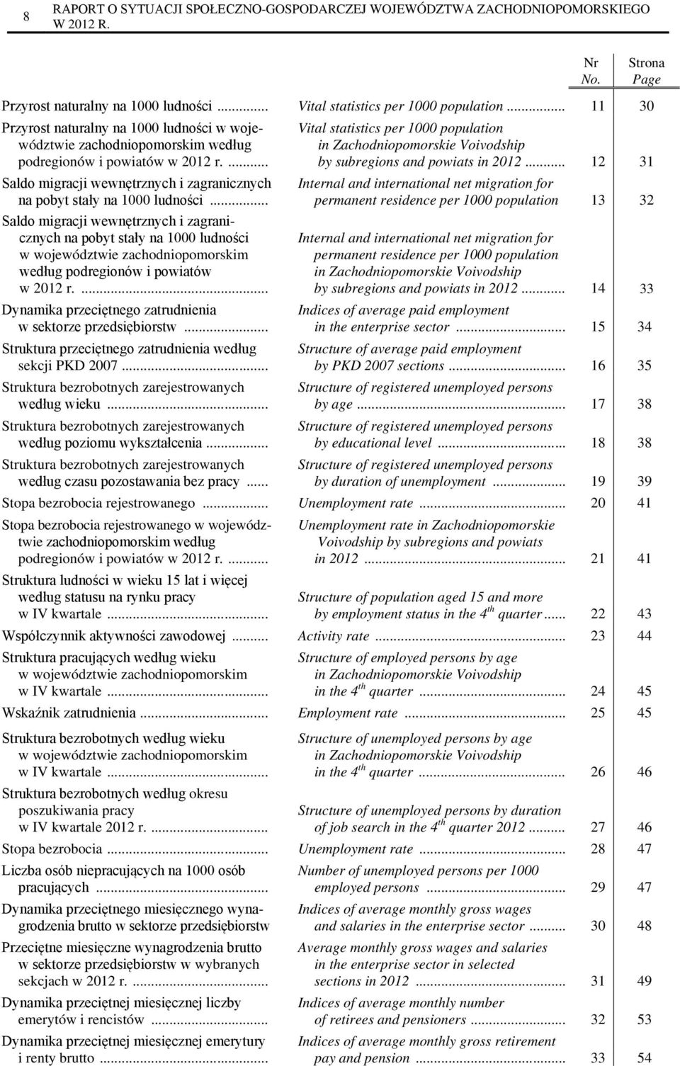 Strona Page Vital statistics per 1000 population in Zachodniopomorskie Voivodship by subregions and powiats in 2012.