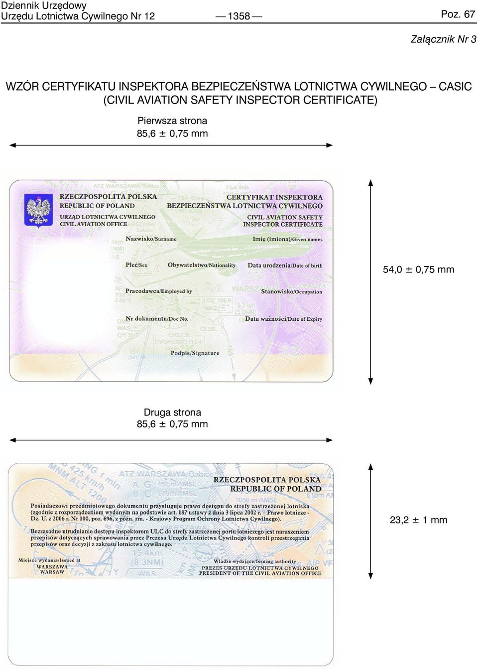 LOTNICTWA CYWILNEGO CASIC (CIVIL AVIATION SAFETY INSPECTOR