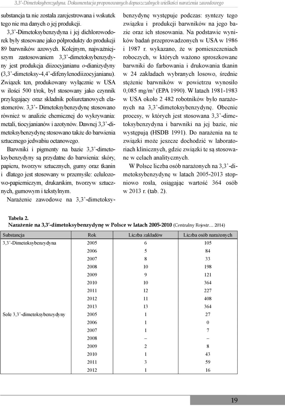 Kolejnym, najważniejszym zastosowaniem 3,3 -dimetoksybenzydyny jest produkcja diizocyjanianu o-dianizydyny (3,3 -dimetoksy-4,4 -difenylenodiizocyjanianu).