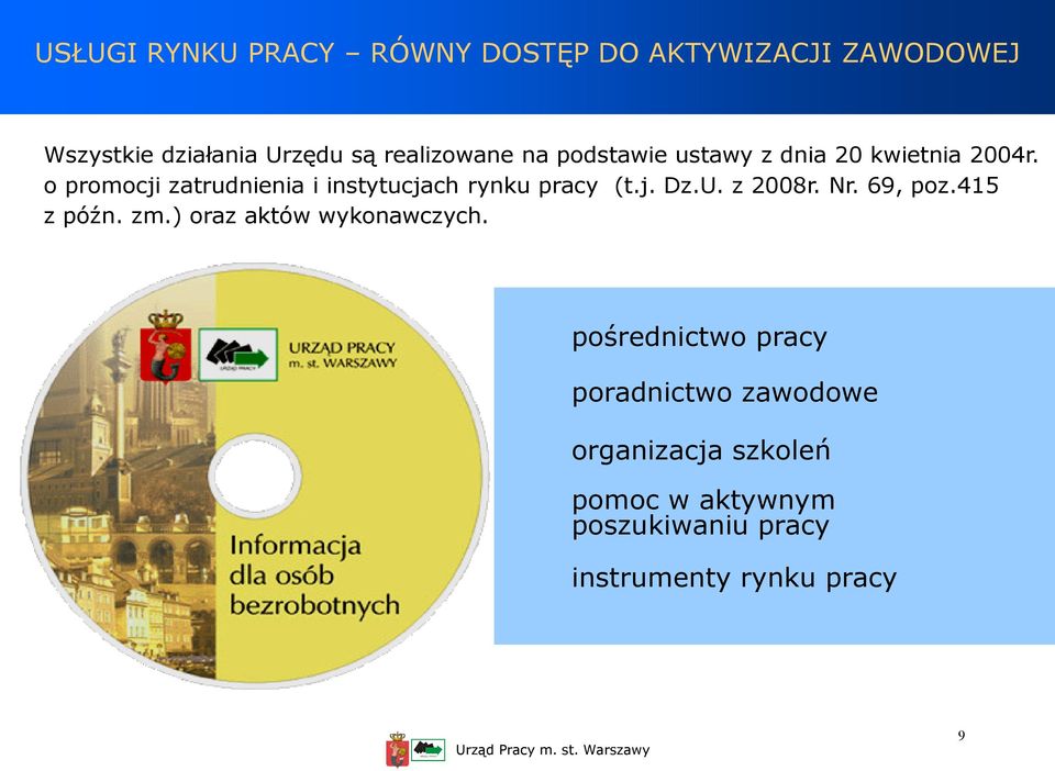 o promocji zatrudnienia i instytucjach rynku pracy (t.j. Dz.U. z 2008r. Nr. 69, poz.415 z późn.