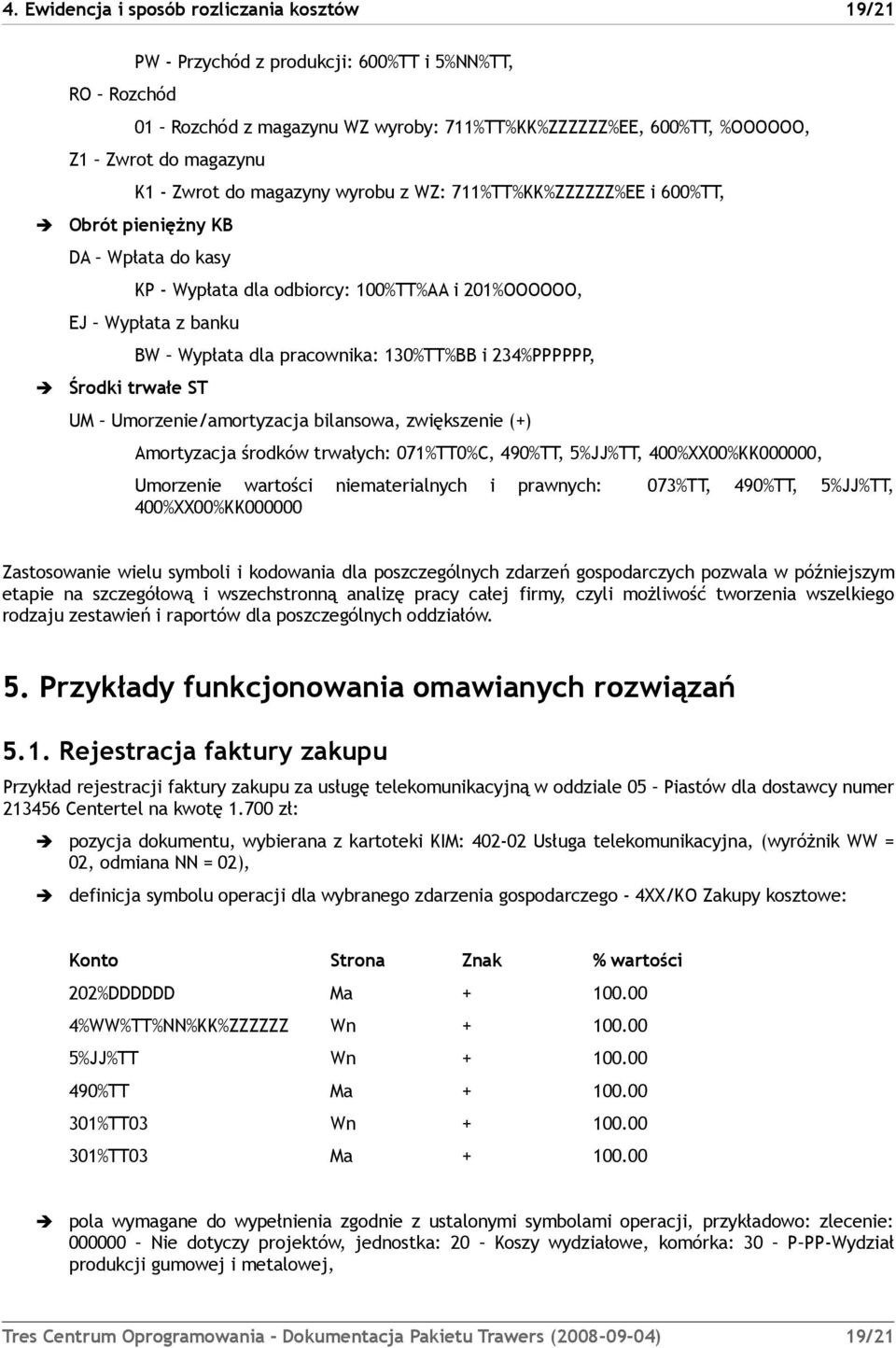 130%TT%BB i 234%PPPPPP, Środki trwałe ST UM Umorzenie/amortyzacja bilansowa, zwiększenie (+) Amortyzacja środków trwałych: 071%TT0%C, 490%TT, 5%JJ%TT, 400%XX00%KK000000, Umorzenie wartości