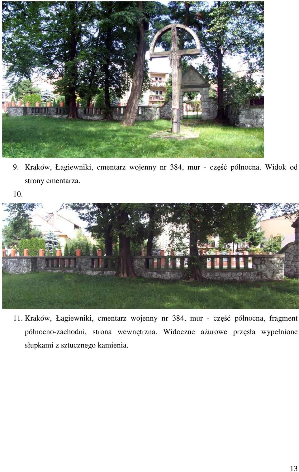 Kraków, Łagiewniki, cmentarz wojenny nr 384, mur - część północna,