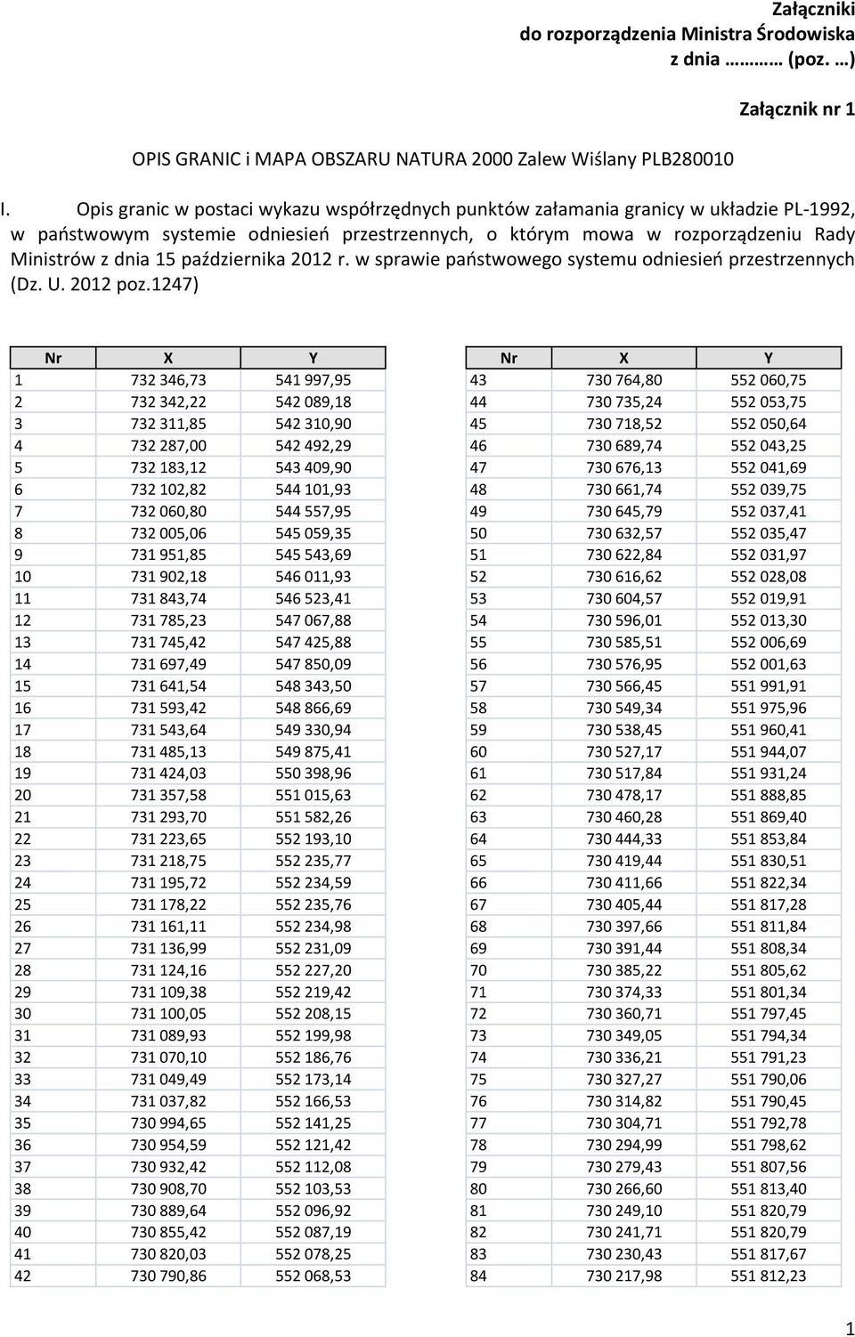 października 2012 r. w sprawie państwowego systemu odniesień przestrzennych (Dz. U. 2012 poz.