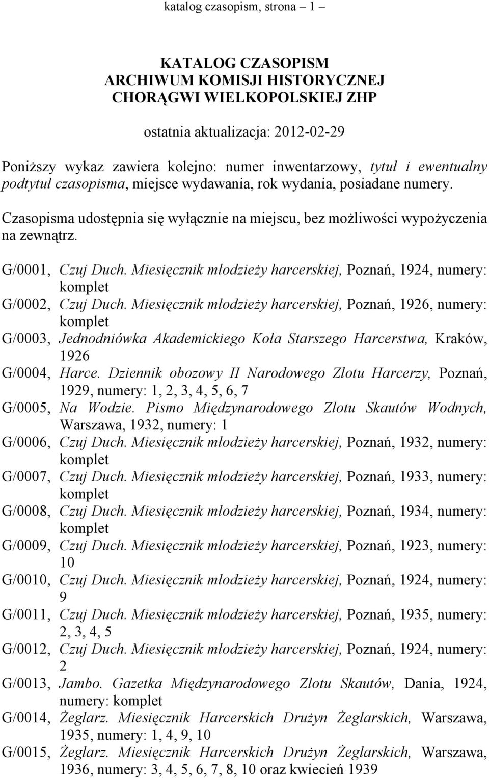 Miesięcznik młodzieży harcerskiej, Poznań, 1924, numery: G/0002, Czuj Duch.