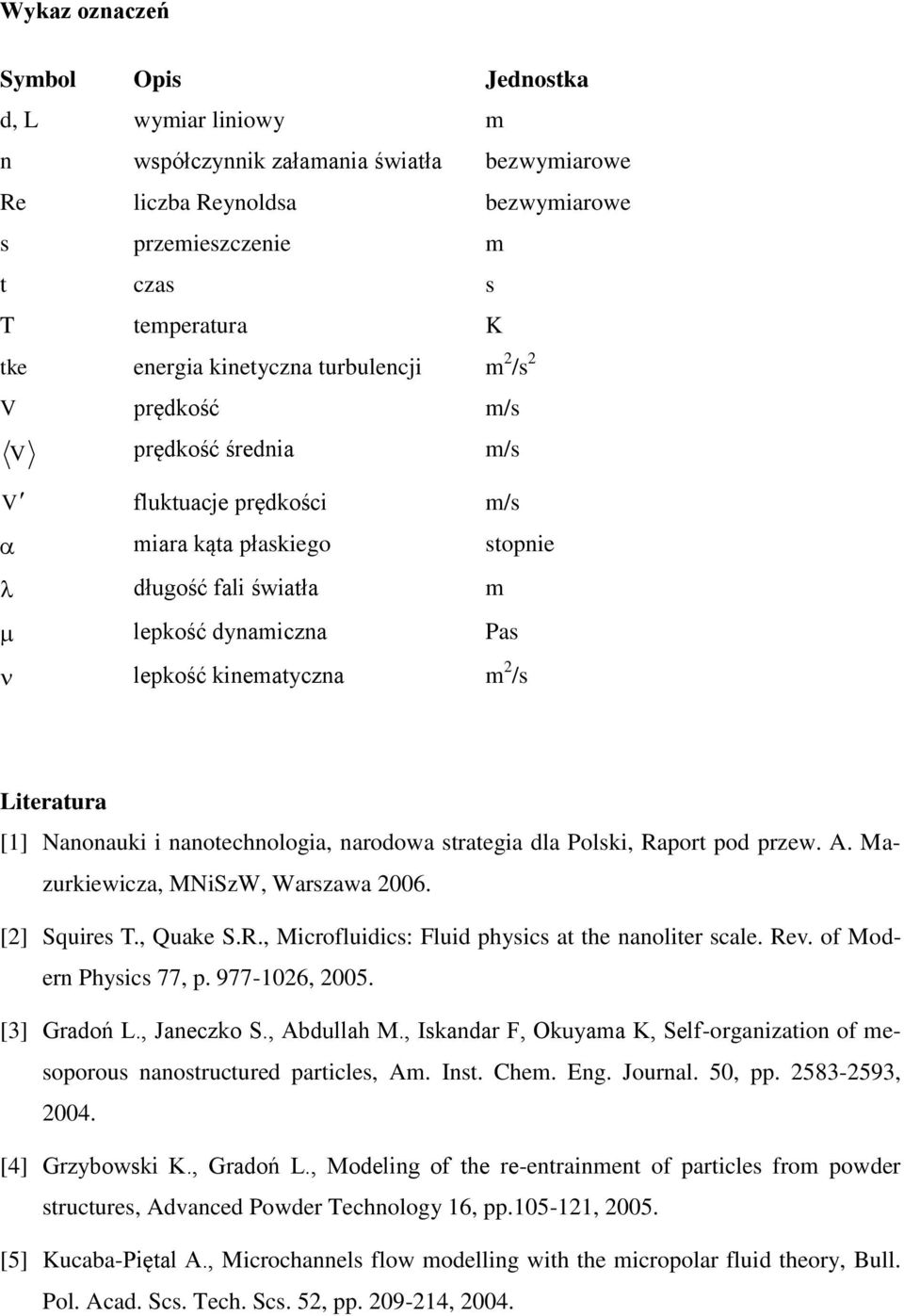 Literatura [1] Nanonauki i nanotechnologia, narodowa strategia dla Polski, Raport pod przew. A. Mazurkiewicza, MNiSzW, Warszawa 2006. [2] Squires T., Quake S.R., Microfluidics: Fluid physics at the nanoliter scale.