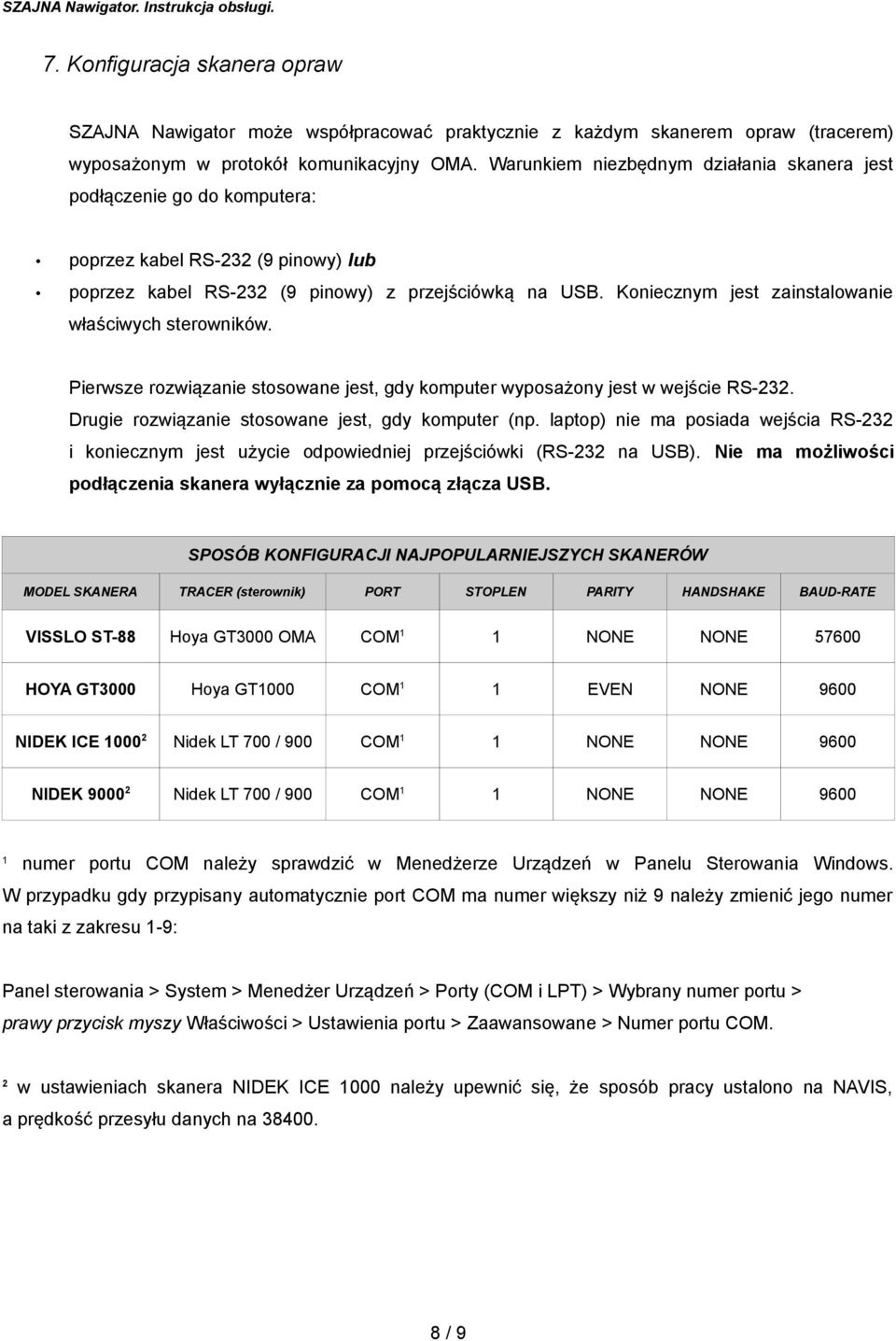 Koniecznym jest zainstalowanie właściwych sterowników. Pierwsze rozwiązanie stosowane jest, gdy komputer wyposażony jest w wejście RS-232. Drugie rozwiązanie stosowane jest, gdy komputer (np.