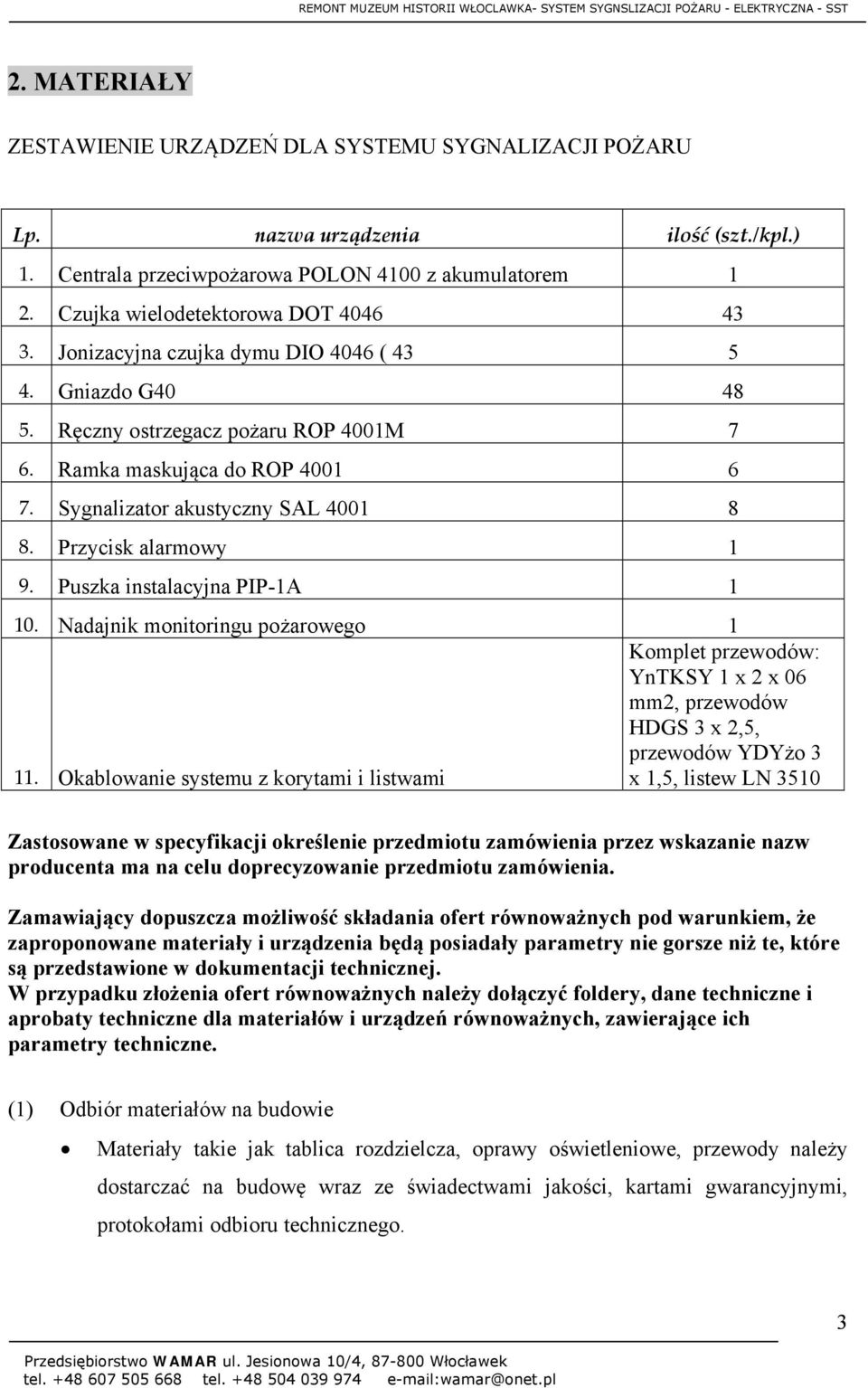 Sygnalizator akustyczny SAL 4001 8 8. Przycisk alarmowy 1 9. Puszka instalacyjna PIP-1A 1 10.