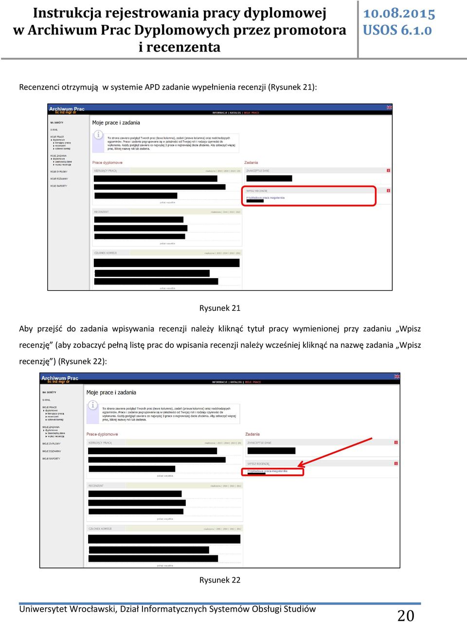 wymienionej przy zadaniu Wpisz recenzję (aby zobaczyć pełną listę prac do wpisania