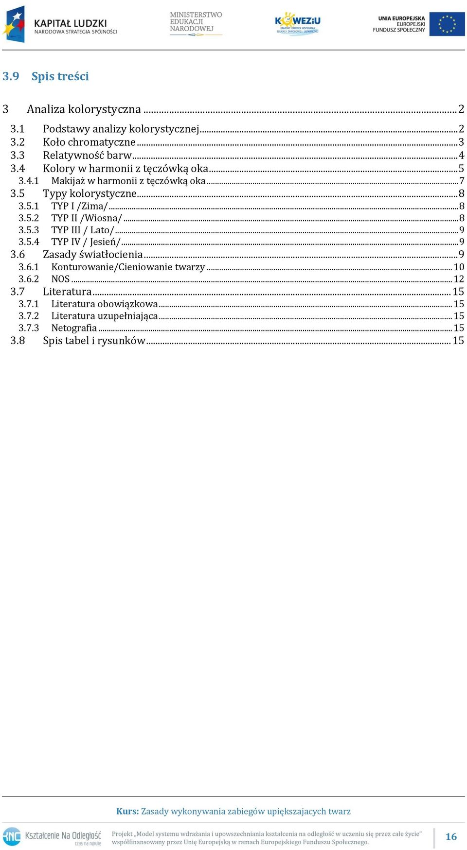 .. 8 3.5.3 TYP III / Lato/... 9 3.5.4 TYP IV / Jesień/... 9 3.6 Zasady światłocienia... 9 3.6.1 Konturowanie/Cieniowanie twarzy... 10 3.6.2 NOS... 12 3.